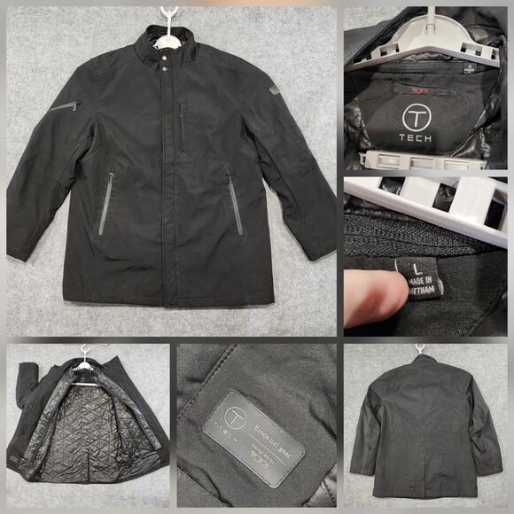 Tumi T Tech Mens L Large 2 In 1 Quilted Lined Full Zip Black Jacket